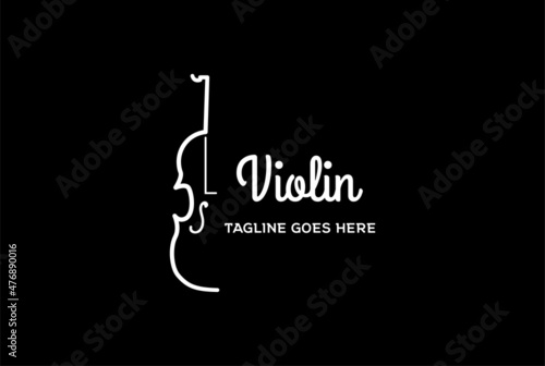 Simple Minimalist Violin Silhouette for Music Concert Show Logo Design Vector