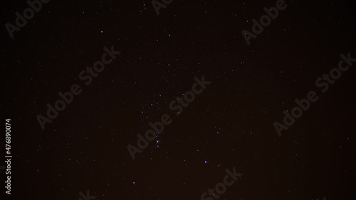 Movement of Orion constellation in the sky time lapse footage