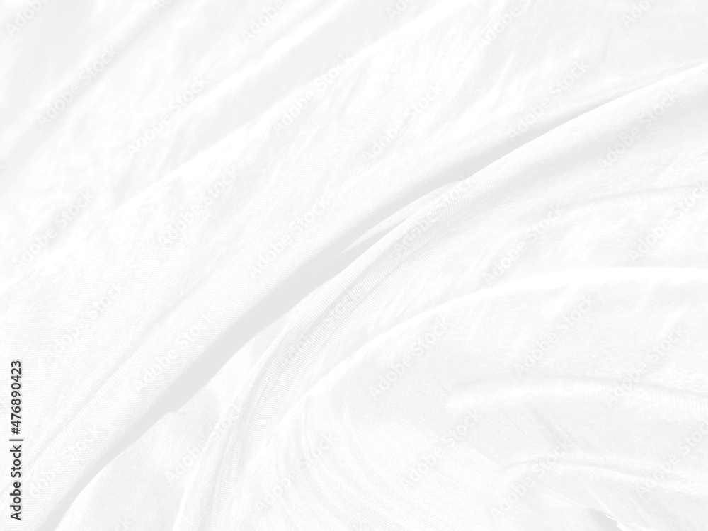 Obraz premium Clean fashion woven beautiful soft fabric abstract smooth curve shape decorative textile white backgrounds