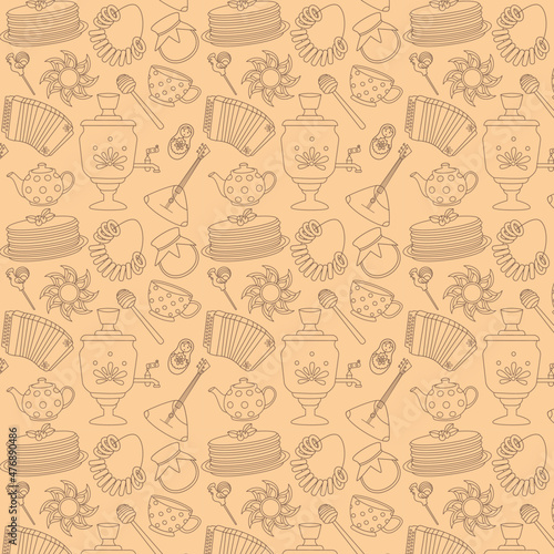 Seamless pattern in vector for the Slavic holiday Maslenitsa.