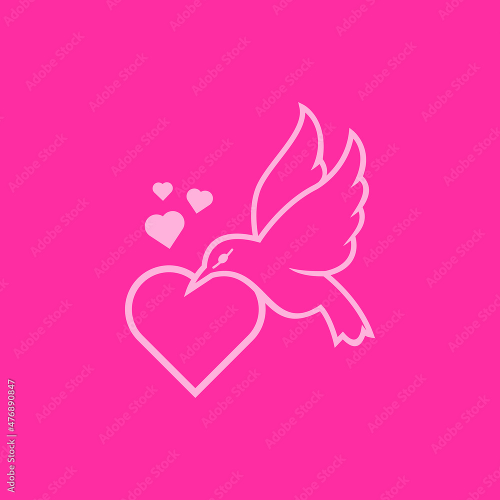 birds and love valentine's day vector logo simple inspiration - easy to change resize and color