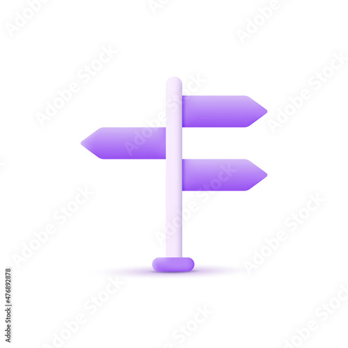 3d icon signpost isolated on white background. Direction, arrow.