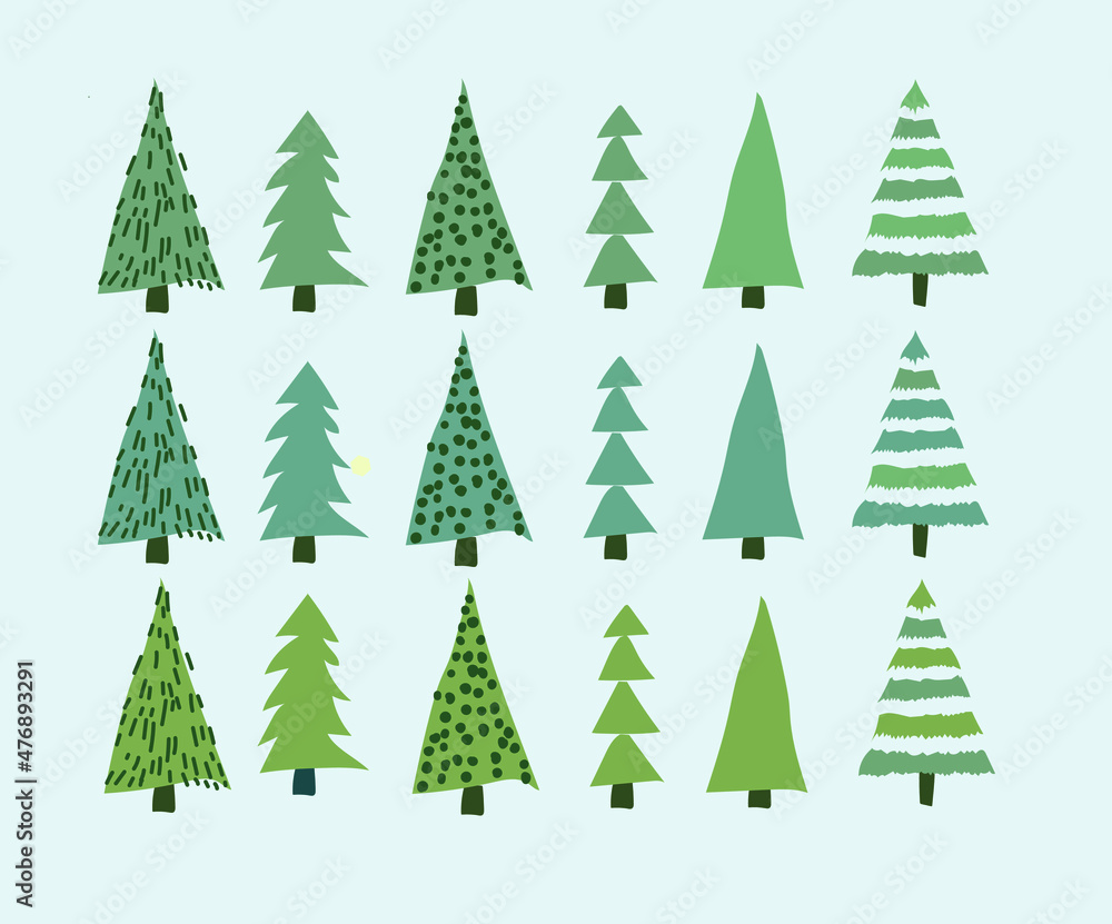 christmas tree pine trees. scandinavian style. boho design eps 10 