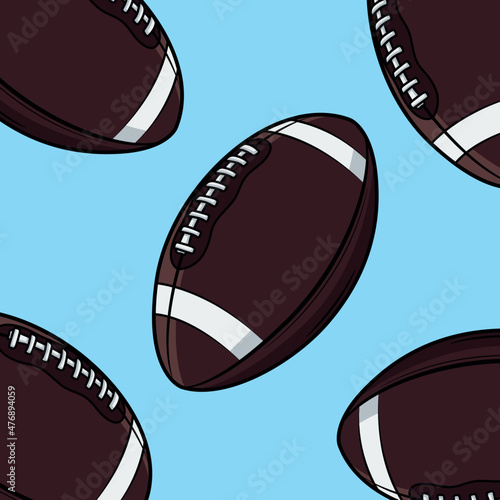American soccer balls pattern on blue background.Sporting spirits