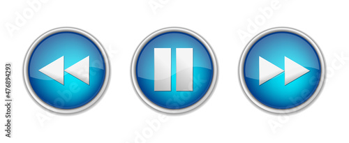 Free Download 3D buttons set music player blue. Isolated on a white background - GFXLoad