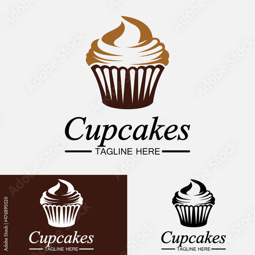 Cupcake Logo design vector template. Cupcakes bakery icon.