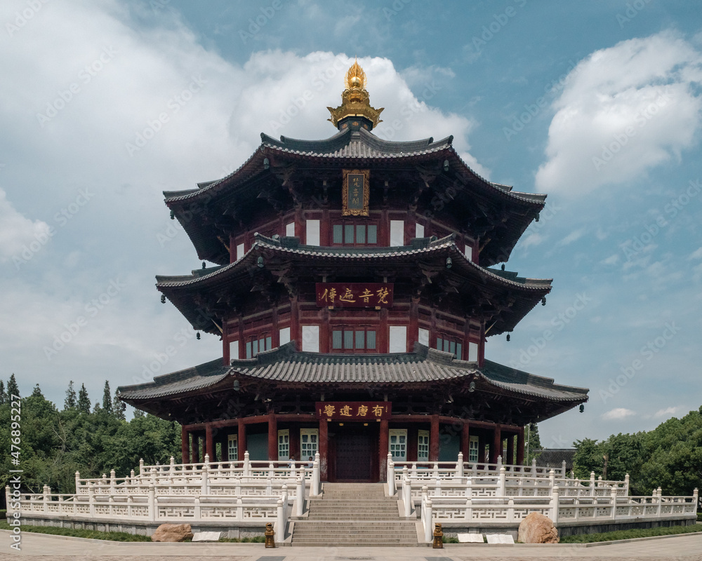 Traditional Chinese tower at Hanshan Temple, in Suzhou, China Traditional Chinese tower at Hanshan Temple, in Suzhou, China