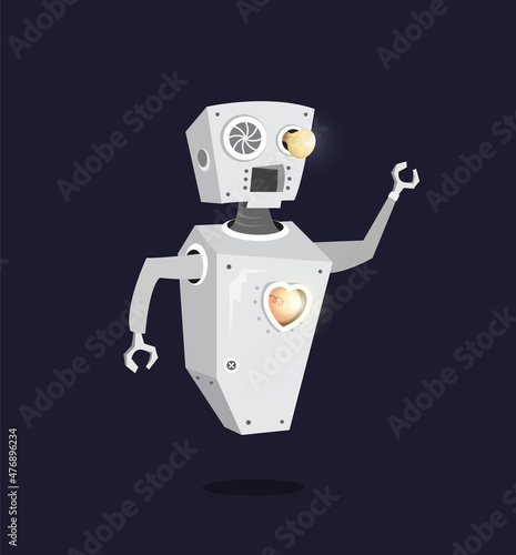 Robot character or mascot illustration.