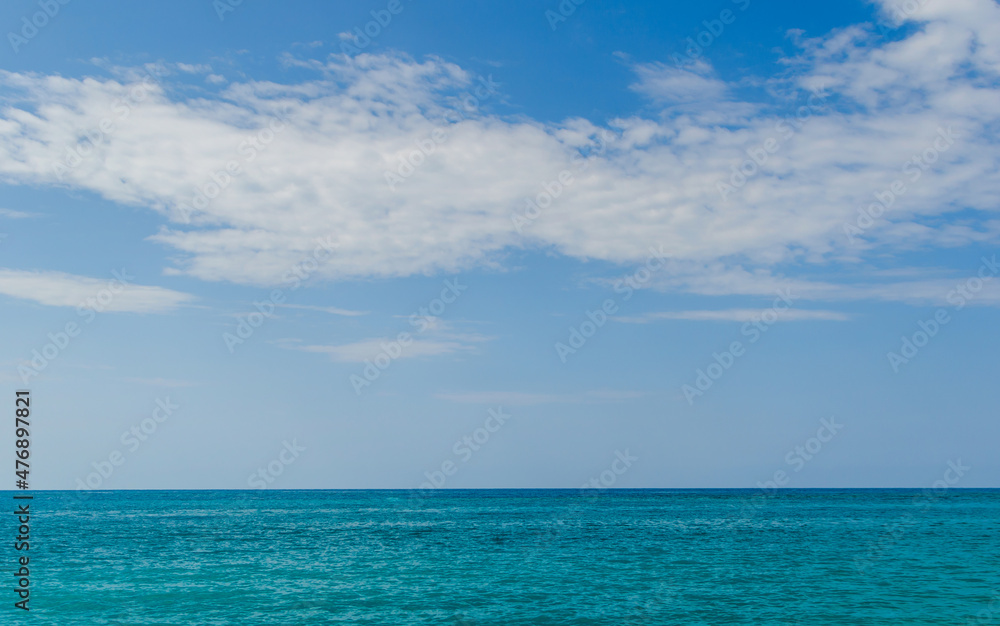 Beautiful view of the seascape and blue sky. Composition of nature