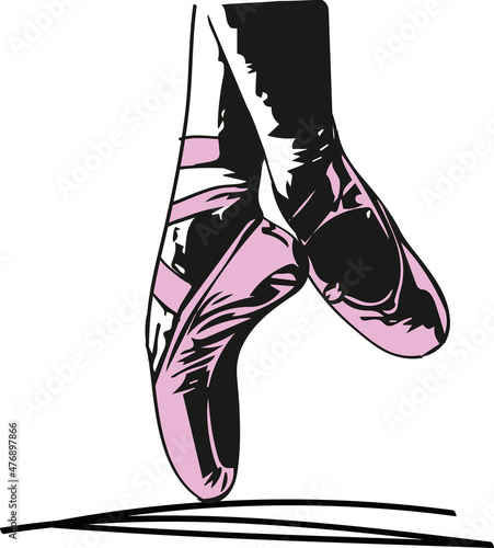 Abstract illustration ballet pointe shoes