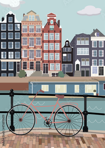 Vector illustration of European city Amsterdam