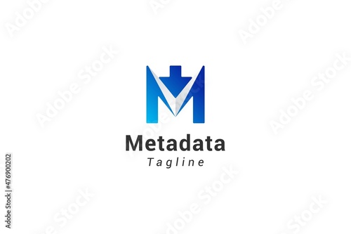 Free Download Letter M creative downloading arrow technological logo  - GFXLoad