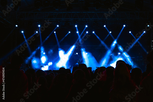 Concert background. Silhouette of crowd in the concert background photo. 