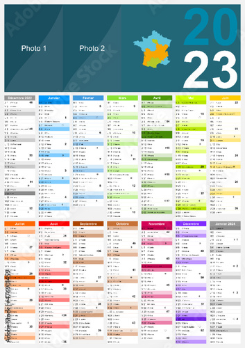 Calendrier 2023 Format A3 - pour entreprise avec logo sur 14 mois - multicaque - modifiable
