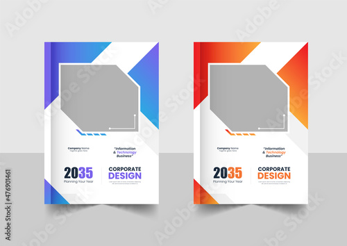 Corporate business annual report book cover or brochure cover template design