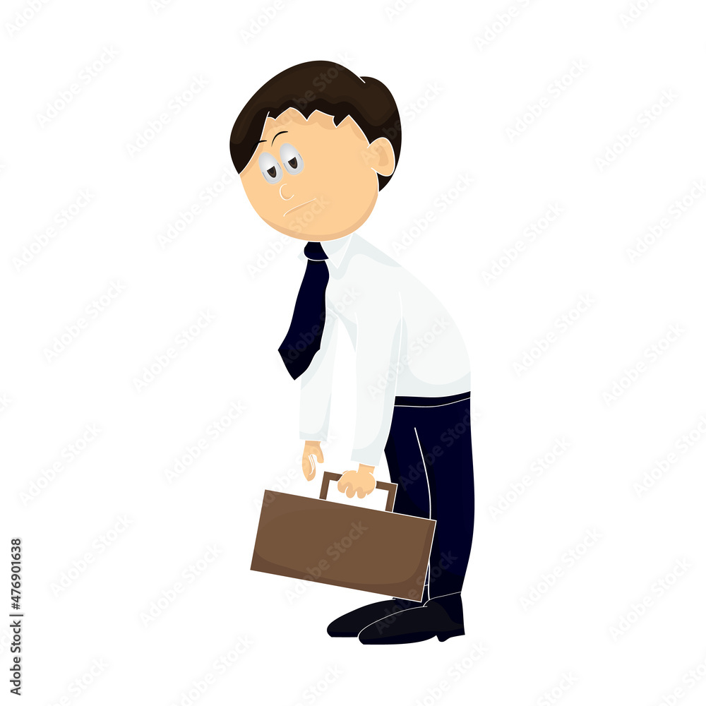 cartoon businessman feeling tired concept from his job cartoon businessman feeling tired concept from his job