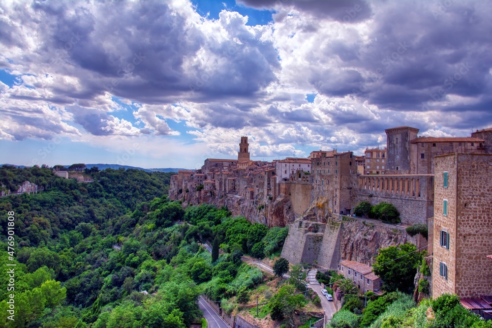 Fototapeta premium Panoramic view at the Pitigliano old town. Tuscany, Italy