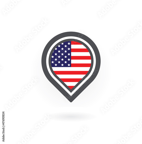 Free Download Isolated pin with American flag. Location Icon.  - GFXLoad