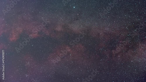 the stabilized Milky Way and the night sky full of stars set over the horizon 