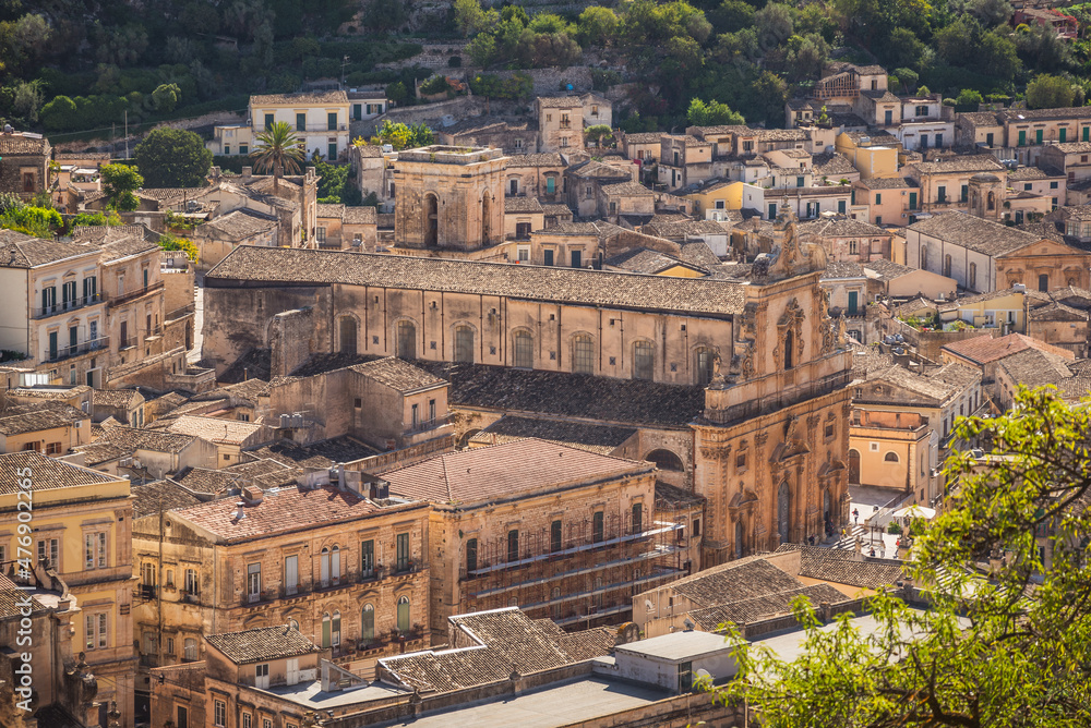 Wonderful View of Modica City Centre with the San Pietro Cathedral, Ragusa, Sicily, Italy, Europe, World Heritage Site