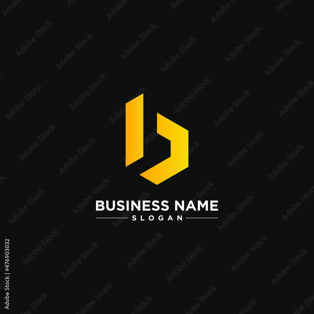 Fototapeta premium B orange Logo Modern Simple hexagon Vector Design 