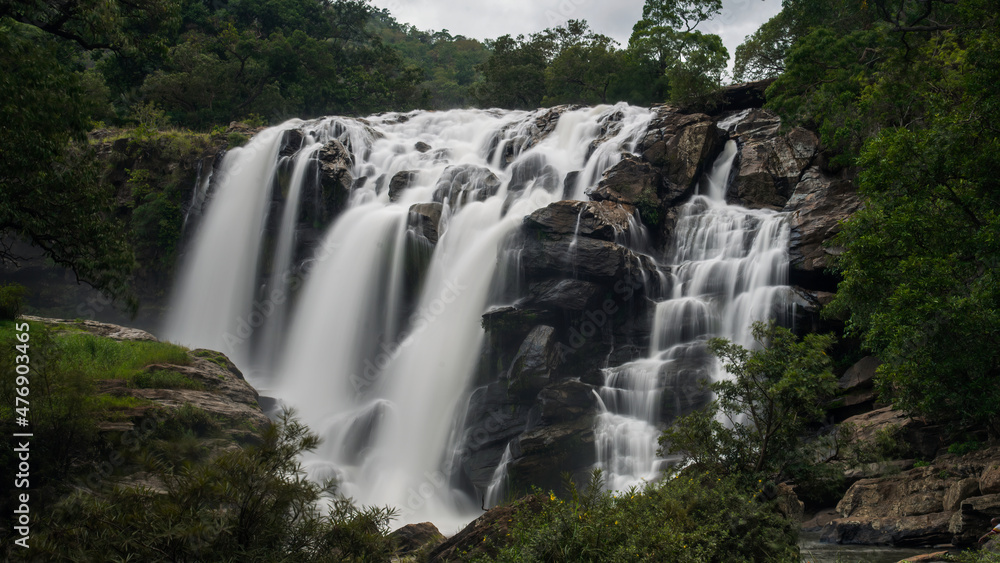Stunning View of Thoovanam Waterfall long exposure milky water in tamilnadu kerala western ghats Stunning View of Thoovanam Waterfall long exposure milky water in tamilnadu kerala western ghats