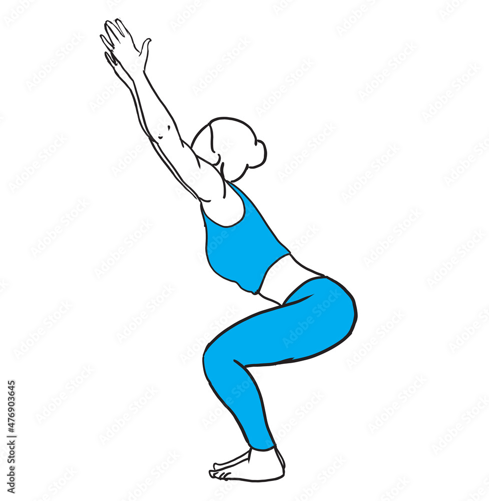 Yoga Pose Digital linework drawing illustration 