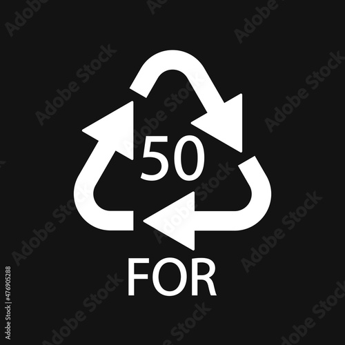 Bio material recycling code 50 FOR. Vector Illustration