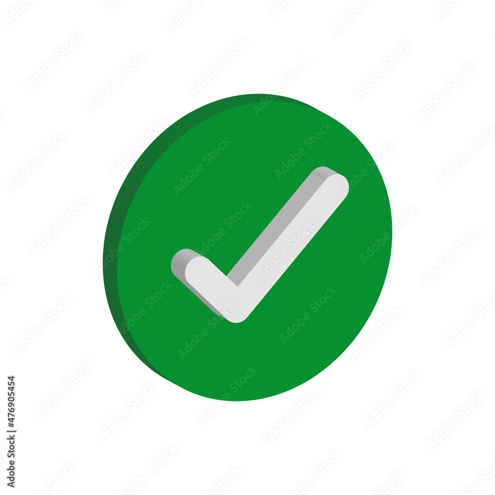 white check mark in green circle 3d isometric vector icon white check mark in green circle 3d isometric vector icon