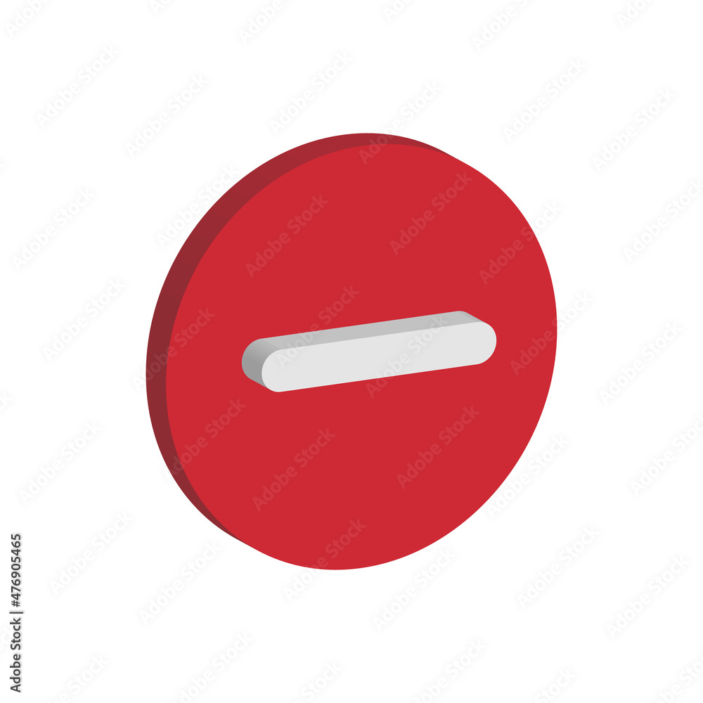 white minus sign in red round 3d isometric vector icon white minus sign in red round 3d isometric vector icon