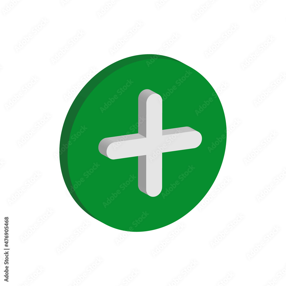 white plus sign in green round 3d isometric vector icon white plus sign in green round 3d isometric vector icon
