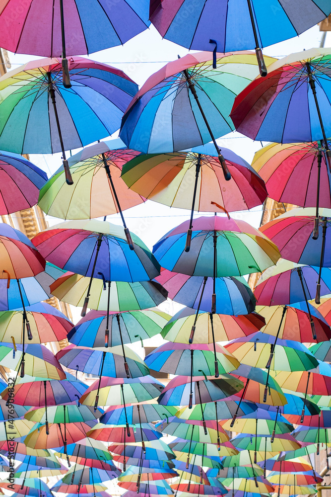 colorful umbrellas bucharest romania