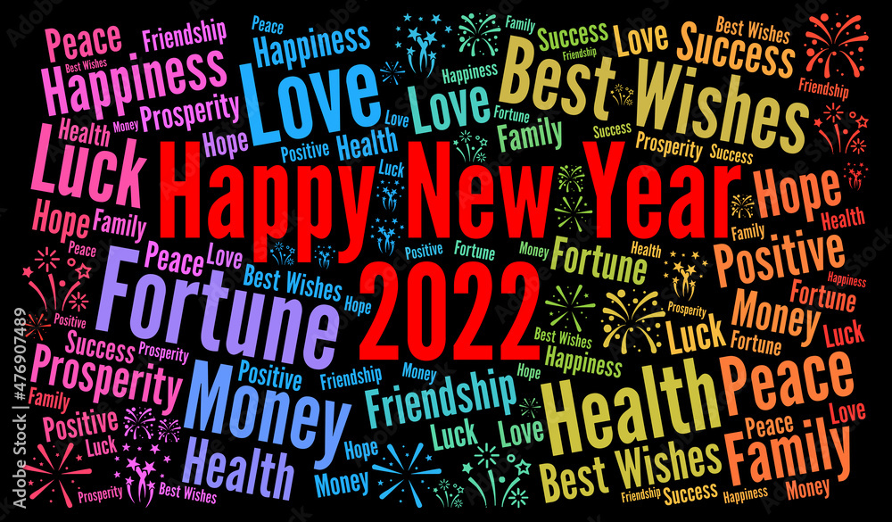Happy New Year 2022 word cloud Happy New Year 2022 word cloud