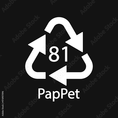 Paper (cardboard). Recycling codes 81 PapPet. Composite materials sign. Vector illustration