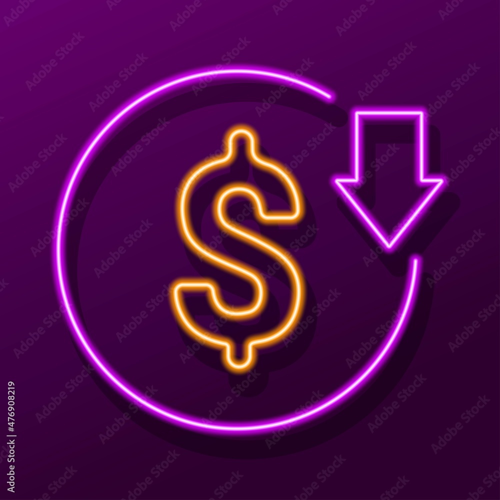 cost reduction neon sign, modern glowing banner design, colorful modern