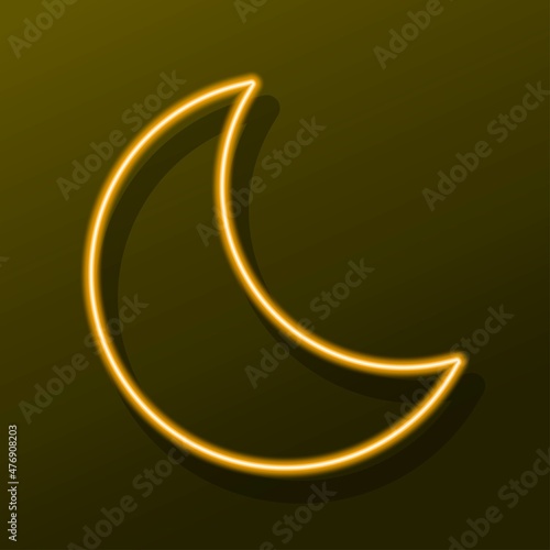 moon neon sign, modern glowing banner design, colorful modern design trend. Vector illustration.