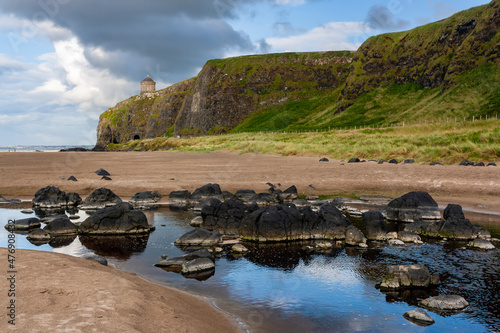 Downhill beach at Coleraine country  with the Mussenden temple in North Ireland photo