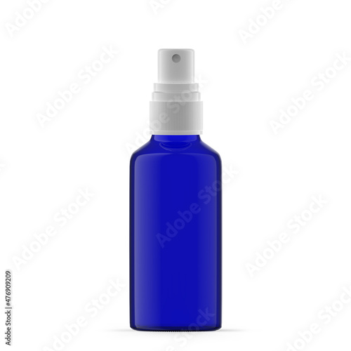 50ml Blue Glass Mist Spray Bottle. Isolated