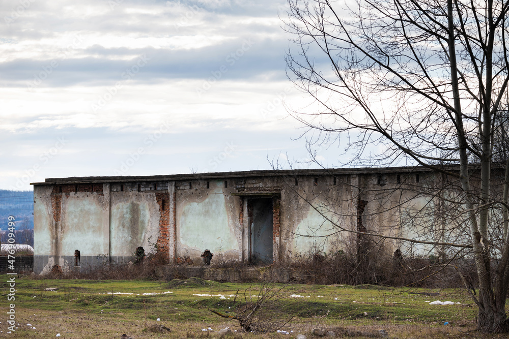 Abandoned warehouse. Degraded building. Abandoned warehouse. Degraded building.