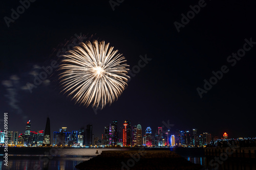 Wallpaper Mural Fireworks in the Doha Corniche, Doha, Qatar. Torontodigital.ca