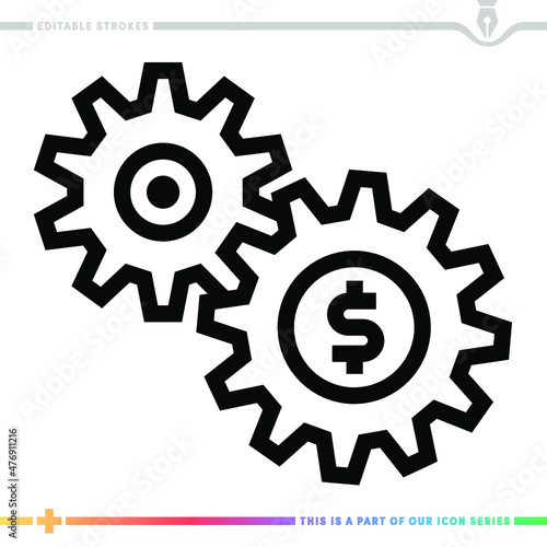 Line icon for maintenance fee illustrations with editable strokes. This vector graphic has customizable stroke width.
