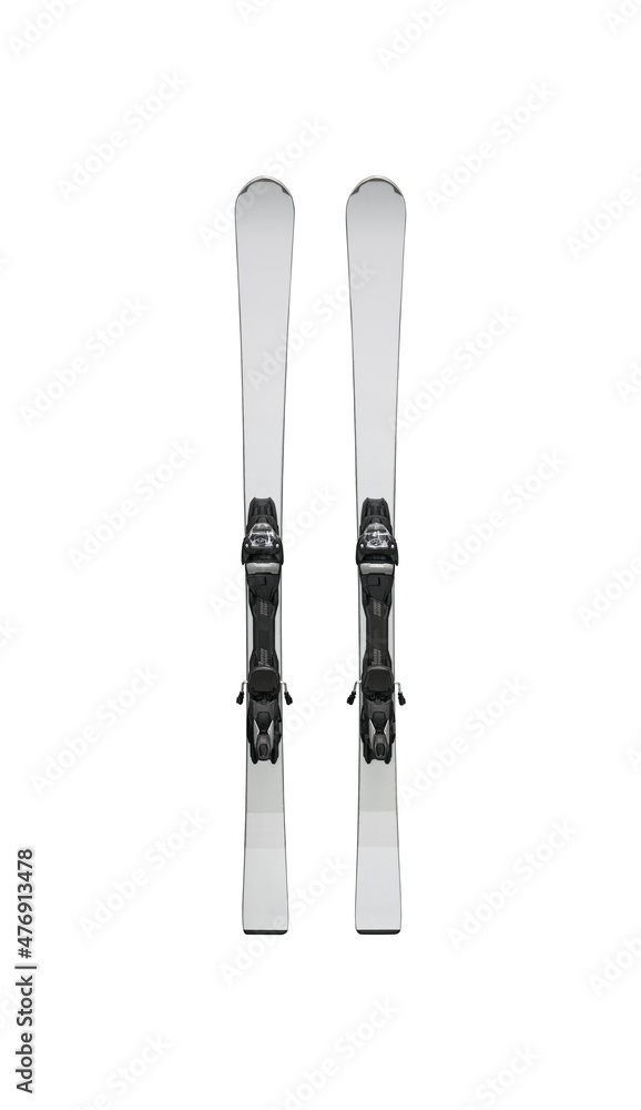 Pair of mountain skis with bindings isolated on white background Pair of mountain skis with bindings isolated on white background