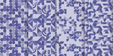 Crédence de cuisine Pantone 2022 very peri Set of vector seamless pattern with Color of the year 2022 - Very Peri. Geometric patterns collection.  © Iryna Usachova