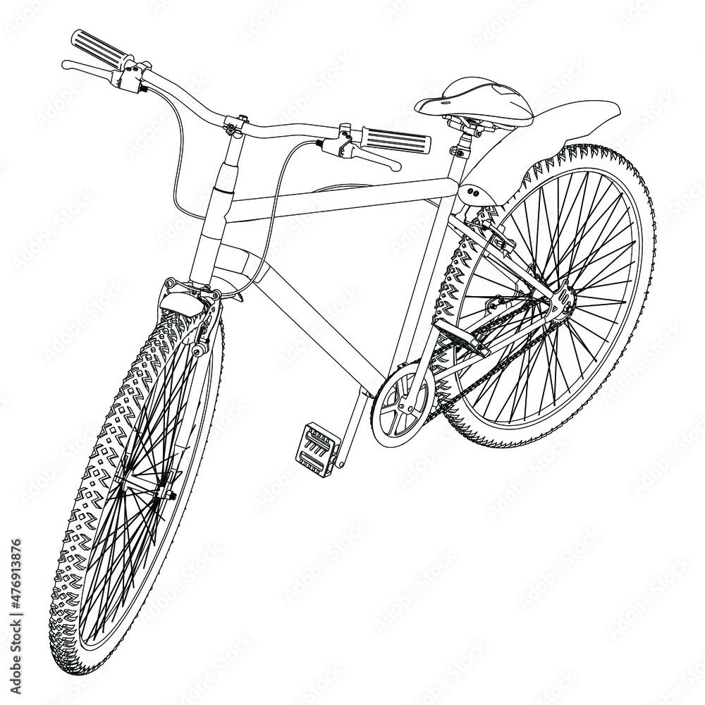 Obraz premium Modern city or mountain bike. Multi-speed bicycle for adults. Vector flat illustration, isolated on white