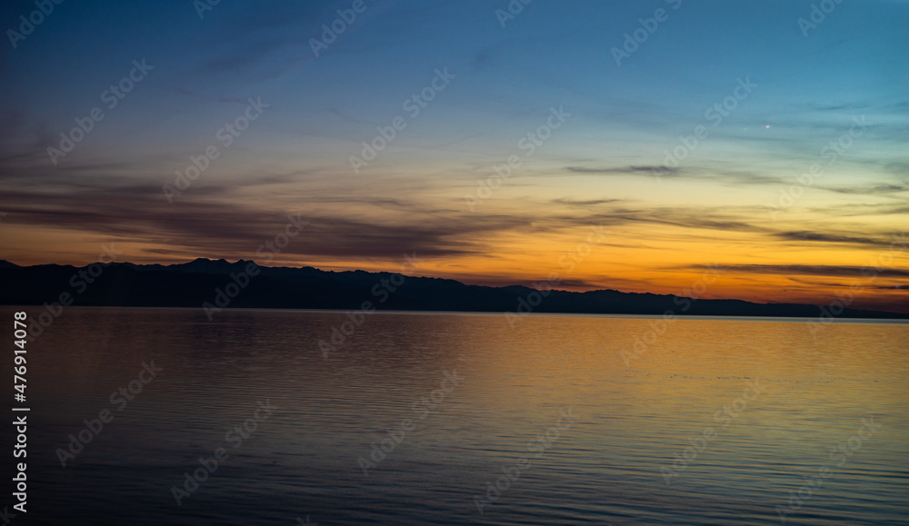Sunset on georgian Black sea shore