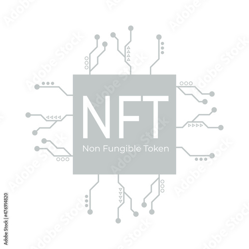 NFT non fungible tokens crypto-art on white background