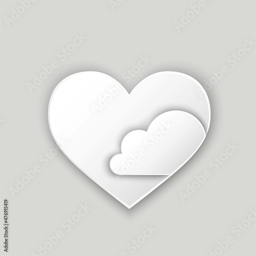 paper cut heart with cloud. romantic and love symbol. vector element for valentine's day design