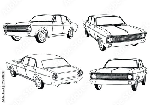 Sport car in outline. Sport vehicle template vector isolated on white. 