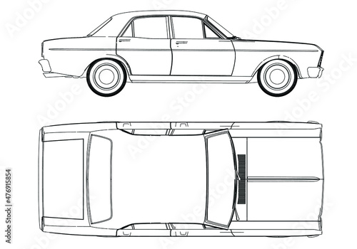 Sport car in outline. Sport vehicle template vector isolated on white. 