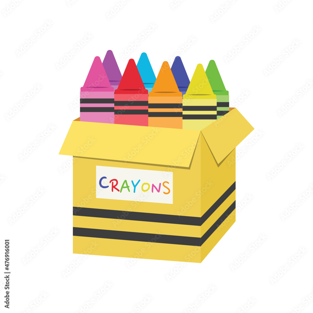 A box of crayons vector illustration cartoon isolated on white background.  Cute box of crayons vector cartoon. Stock Vector | Adobe Stock